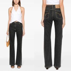 NWT MOSCHINO JEANS High-Rise Flare-Leg Jeans in Black size 32